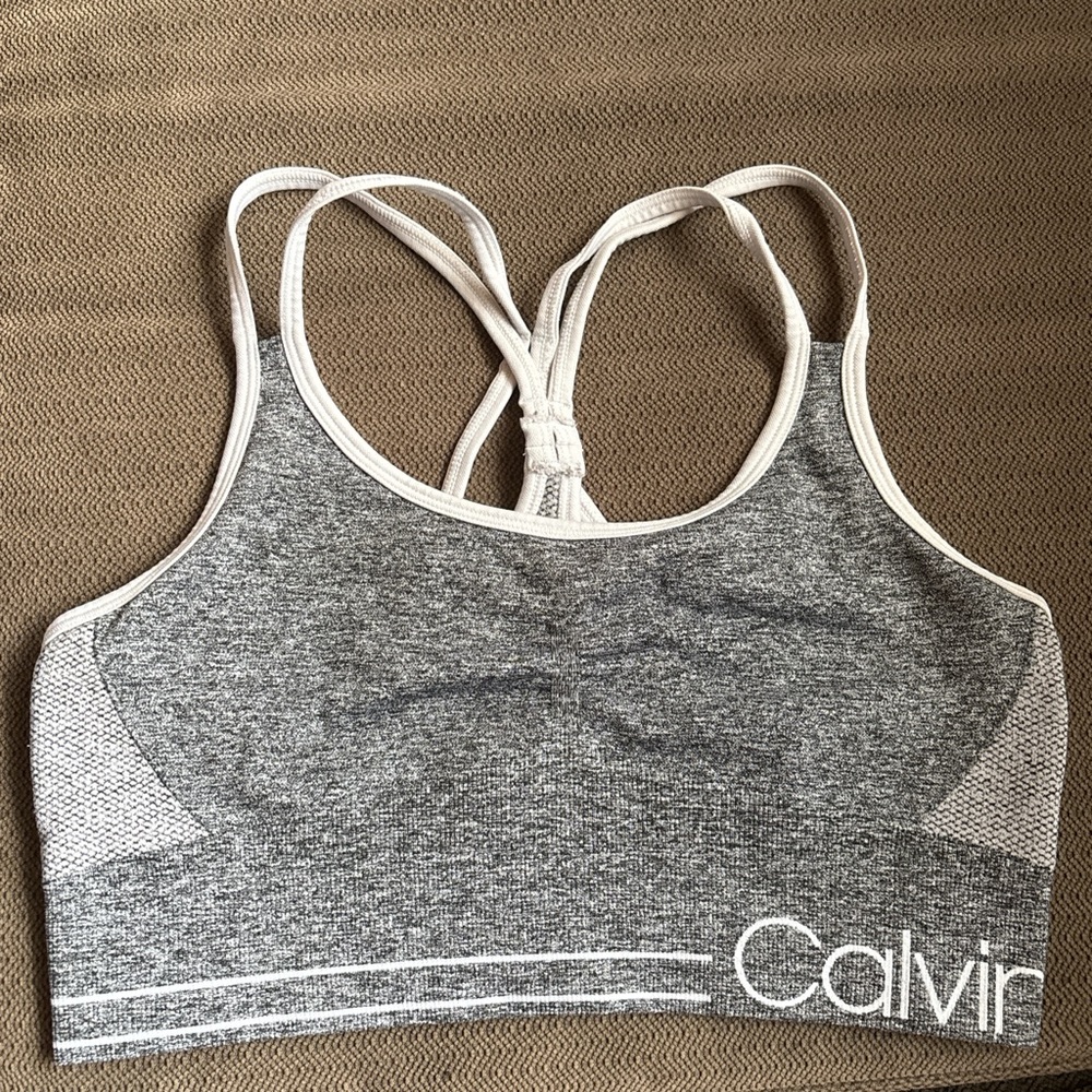 Calvin Klein Performance Gray and White Sports Bra